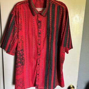 Mcedar Men's 3XL short sleeve button-up shirt colorful polyester fabric